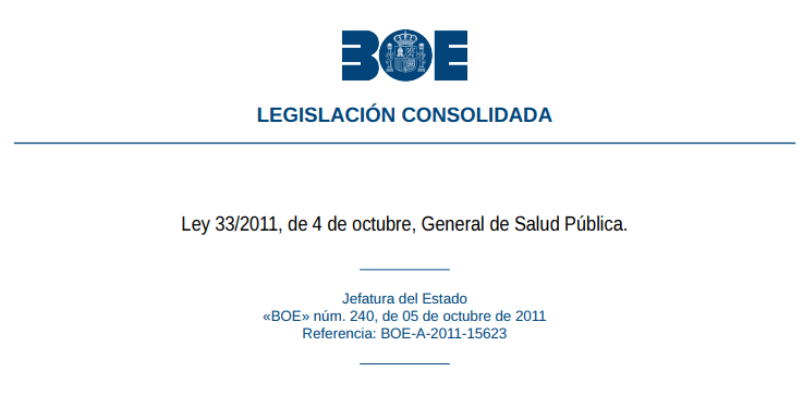 Test de la Ley 33/2011, de 4 de octubre, General de Salud Pública